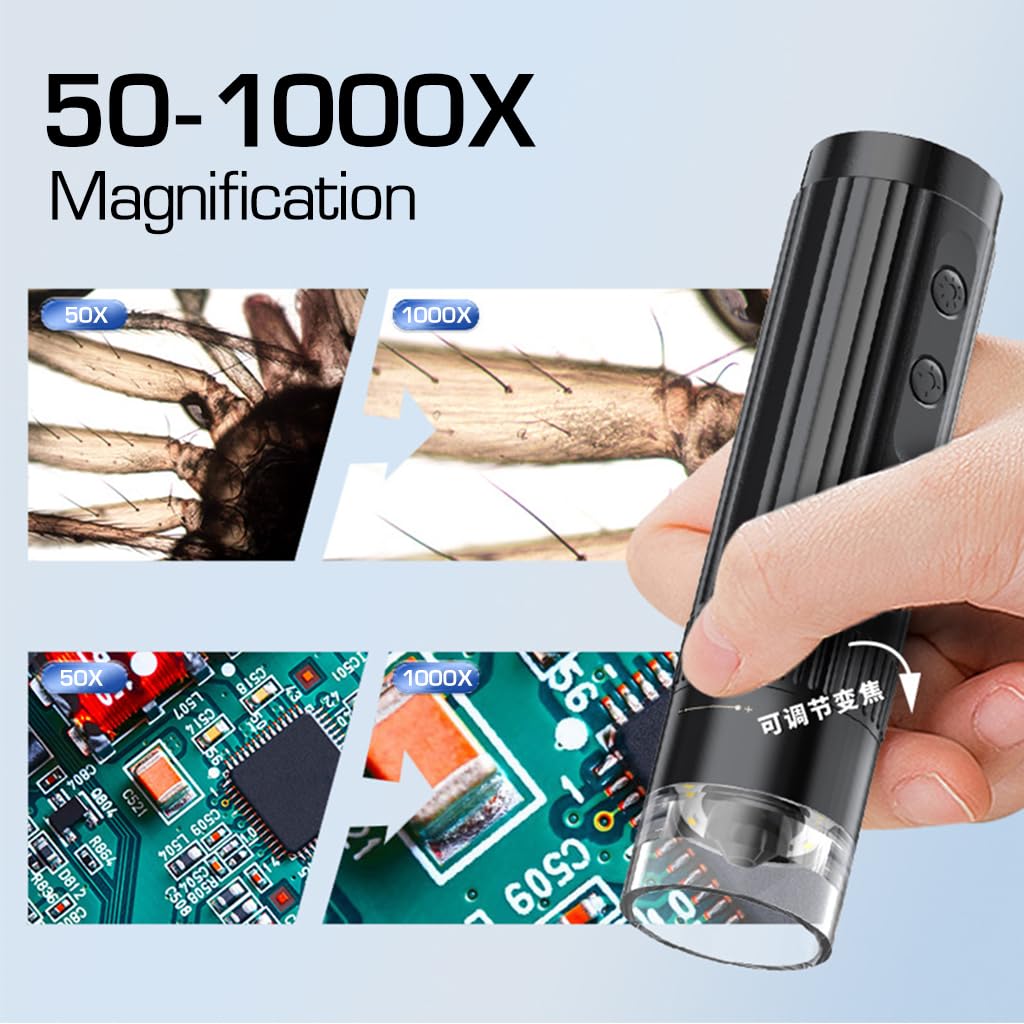ZORBES Digital USB Microscopes 50X-1000X Zoomable Microscopes for Phone 200W HD Pixels LED USB Microscopes with Upgrade Folding Arm Design Digital USB C Microscopes for Phone, iMac