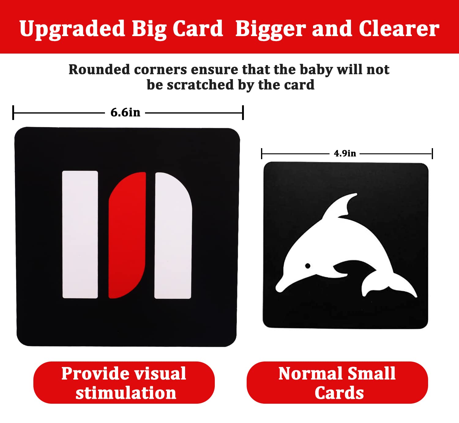 SNOWIE SOFT Black RedFlash Cards for Infants, 16 Pictures 5.5 x 5.5 Inch Designed Contrast Cards for Newborn Baby Toys with High Contrast (3-6 Months)