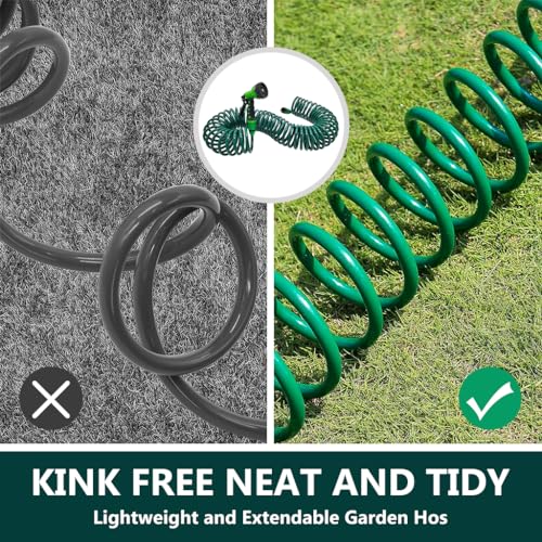 HASTHIP® 50ft 15m Garden Hose Pipe with 7 Function Sprayer Gun Expandable EVA Lightweight Anti-Kink Flexible Water 3 8 Quick Connector Sprinkler Home Car Washing Pet Bathing