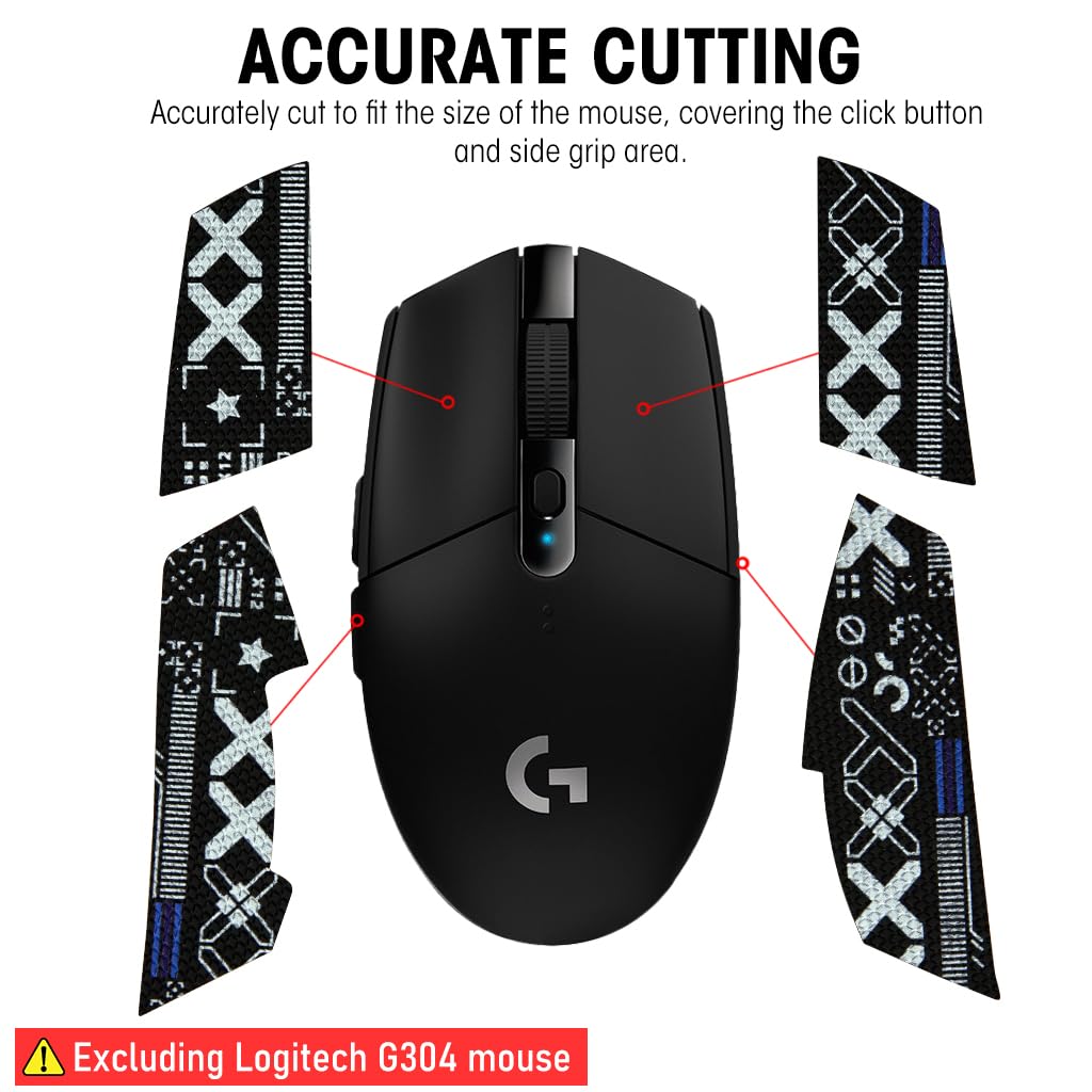 Verilux Mouse Grip Tape for Lo gitech G102/G304 Gaming Mouse Skin, Pre-Cutted Self-Adhesive Mouse Grip Tape Sweat-Proof Fashion Pattern Mouse Grip Tape (Mouse is NOT Included)