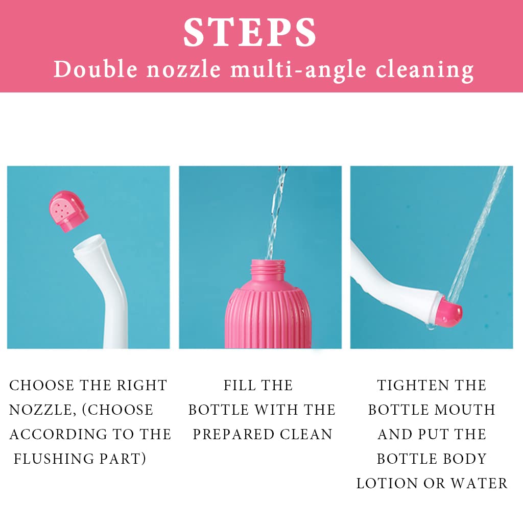 HANNEA 500ml Portable Jet Spray for Toilet Retractable Handheld Travel Portable Bidet with Bag/2 Nozzles, Toilet Postpartum Perineal Clean Childbirth Cleaner Outdoor, Camping, Travel Essentials-Pink