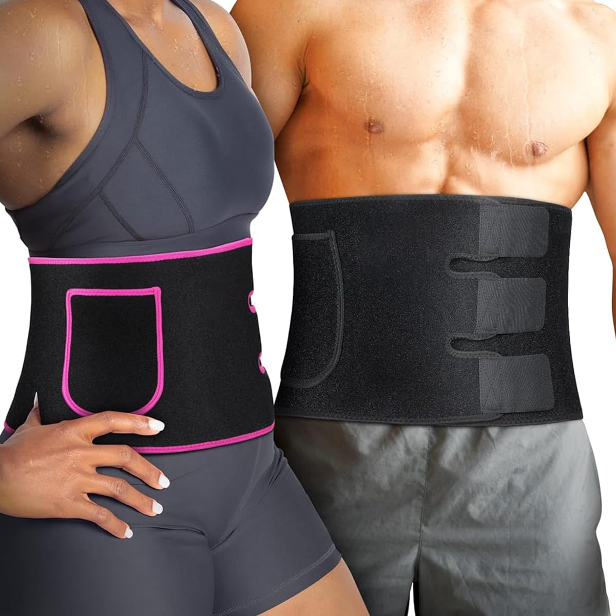 Proberos Fitness Compression Waist Band Latex-free Neoprene Waist Trimmer Unisex Adjustable Waist Support Wrap with Phone Pocket Waist Trainer for Running, Weightlifting, Lumbar Support