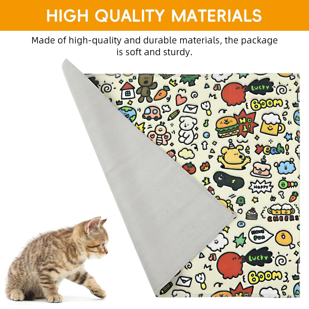Qpets Cat Swaddle, Magic Snap Closure Cat Swaddle, Soothing Cat Wrap Cute Cartoon Print Cat Swaddle Cat Grooming Use Owner Protection Anti-Scratch Cat Swaddle, 45cmx45cm