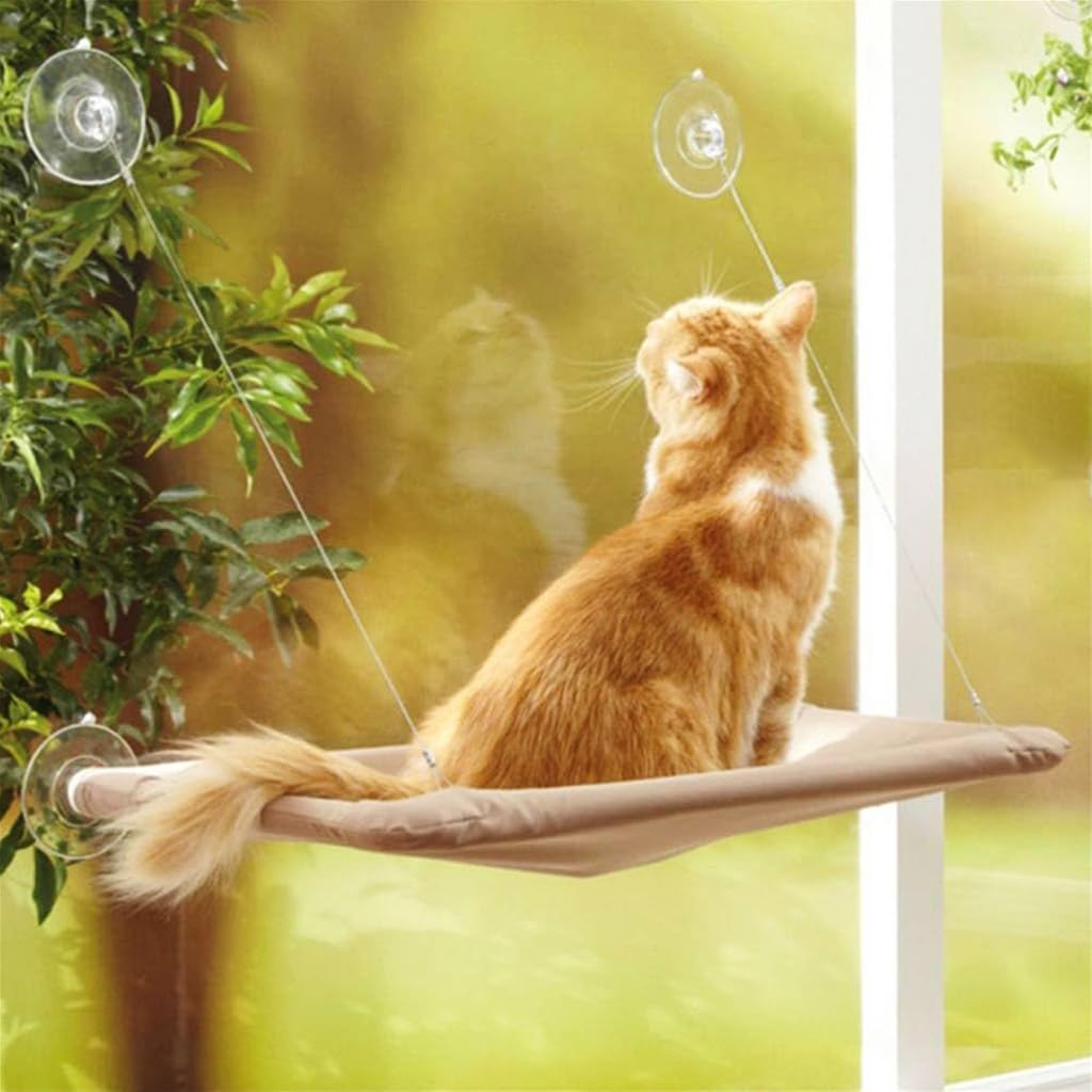 Qpets Cat Bed, Cat Hammock 30 * 54cm Cat Hammock Cozy Cat Hammock with Upgrade Safe Suction Cup, Cat Hammock for Resting Napping Cat Hanging Hammock on Wall, Window, Balcony, Bedroom