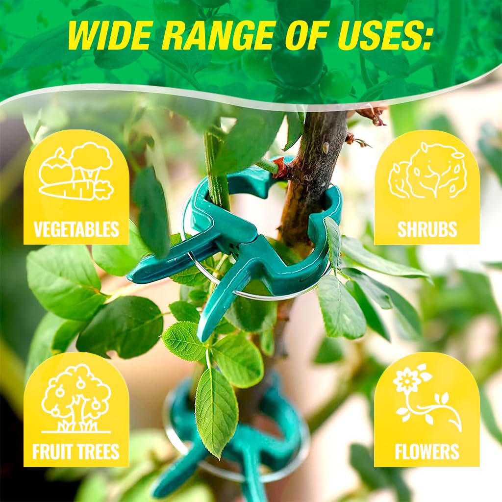 HASTHIP Plastic Plant Support Clips - 120 Pcs Plant Clips for Climbing Plants - Garden Plant & Vines Support Clips - Plant Support Clips for Supporting Stems & Vines Grow - Upright Climbing Clips
