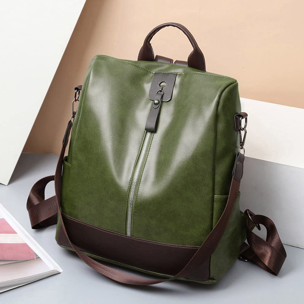 ZIBUYU Shoulder Backpack for Women, Girls Stylish Latest Soft PU Leather Shoulder Bag for Women, Girl Travel Backpack College Bag Purse Women and Girls Gift for Bag Backpacks - Green