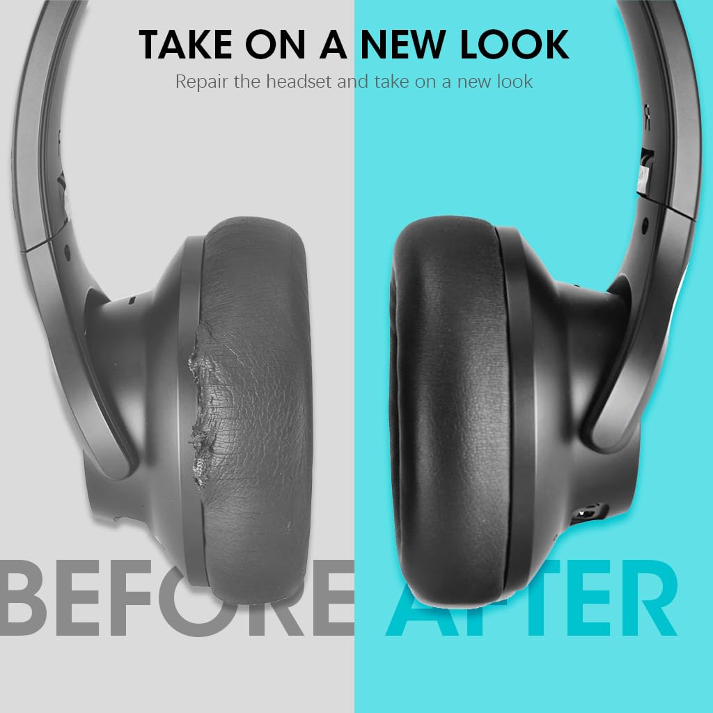 ZORBES 1 Pair Earpads Compatible with Anker Soundcores Life Q10, Left & Right Earpads Replacement Cushion Pads Noise Reduction PU Soft Earpads Replacement Earpads for Soundcores Life Q10