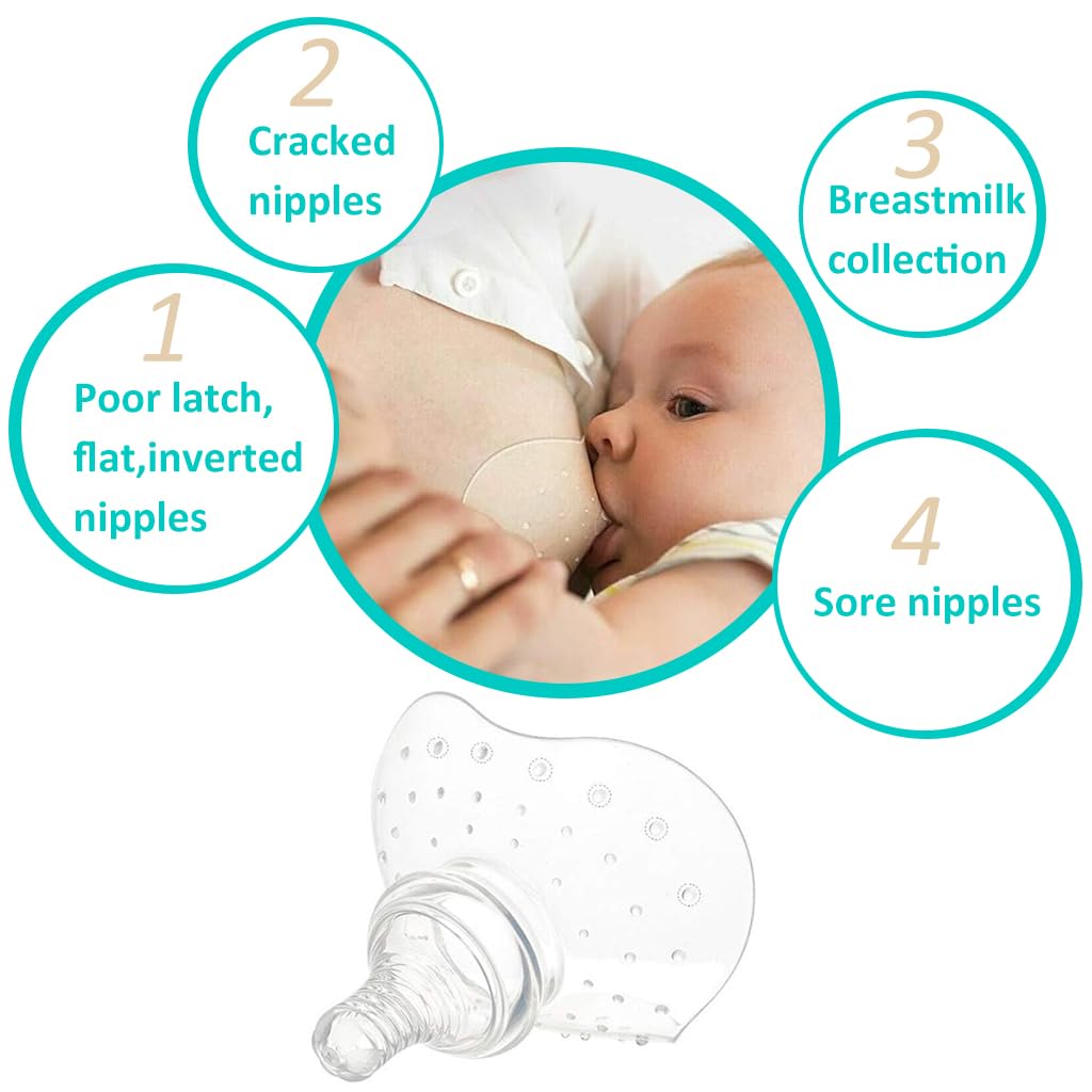 SNOWIE SOFT Breast Shells for Breastfeeding Food-Grade Soft Silicone Nipple Protector for Breastfeeding, BPA Free Silicone Nipple Cap Soft & Reusable with Storage Case, Universal Size