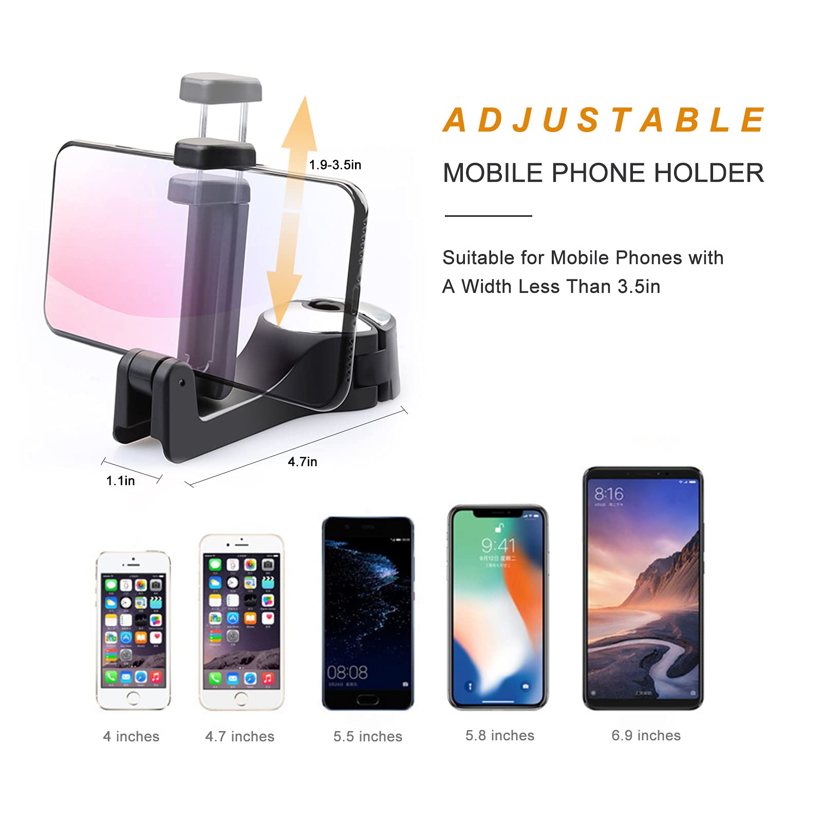 ZIBUYU Car Hooks for Hanging 2 in 1 Car Seat Hook with Phone Holder Under Backseat Headrest Hooks for Car Quick Snap Installation Phone Holder Car Hooks Back Seat, 6.5 inches Phones - 2 Pcs
