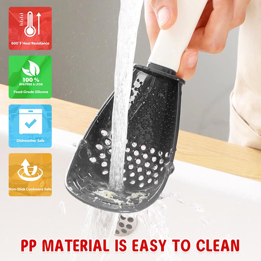Supvox 3Pcs Slotted Spoon Kitchen Multi Purpose Cooking Spoons Grater Masher Egg Yolk Separator Skimmer Scoop for Draining, Grating, Mashing