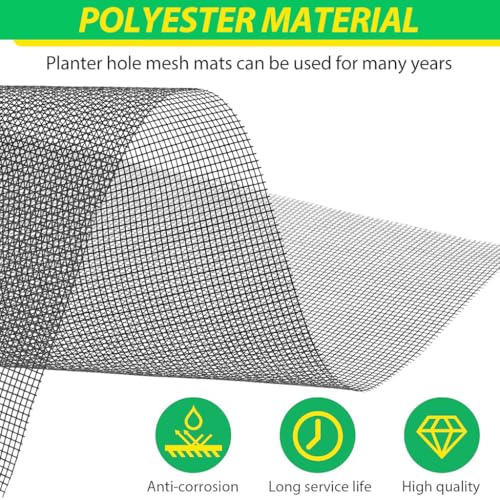 HASTHIP® 5 PCS Flower Pot Hole Mesh Pad 7.8 x 11.8 Inches Garden Drainage Glassfiber Liners Filter Screen Cuttable for Preventing Soil Loss Root Rot