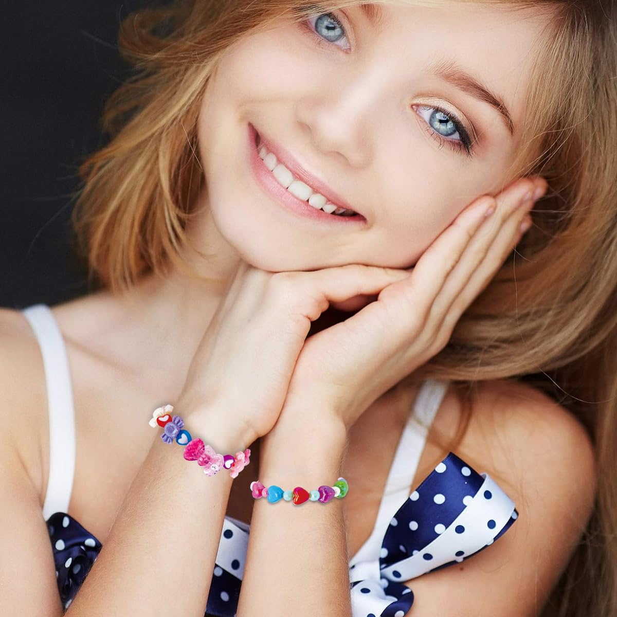 SANNIDHI 6Pcs Beads Bracelet for Girls Kids Friendship Bracelet Cute Beaded Bracelets Set Girls Toddler Costume Jewelry Party Pretend Play Birthday Christmas Gifts
