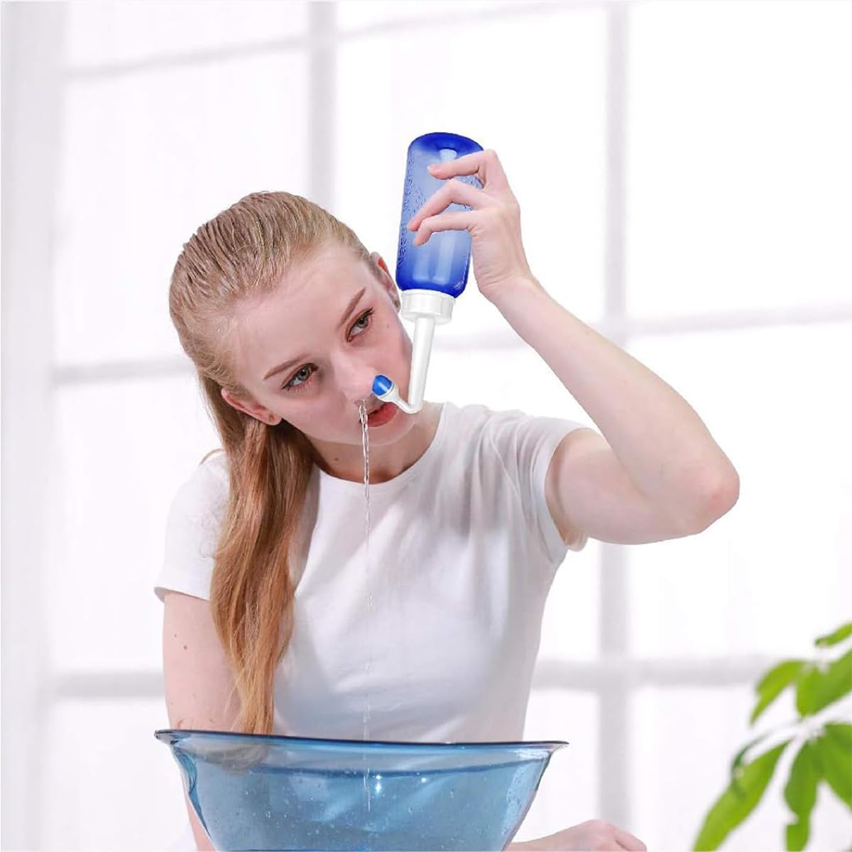 HANNEA Nasal Rinser Kit for Sinus & Allergy Relief, With 30 Packs Nasal Wash Saline(2.7g/per pack) 300ml Reusable Nasal Rinser Kettle, Relieve Nasal Discomfort, Suits for Daily Use, with 2 Rinse Tips