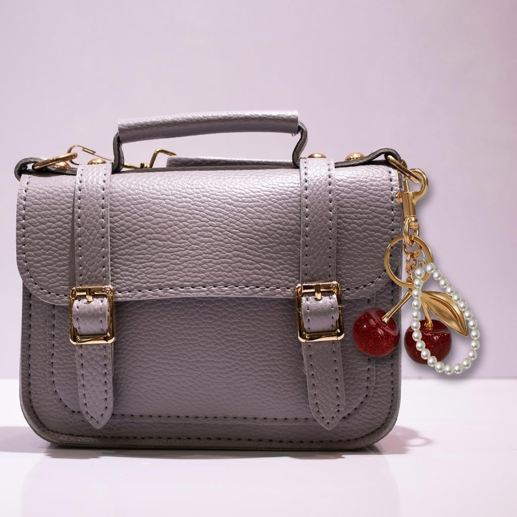 ZORBES® Red Cherry Keychains Aesthetic Bag Charms with Pearl Charm Loop, Fashion Cute Key Chain for Girls Sweetly Stylish Keyring Cherry Charms for Bags Car Accessories Birthday Unique Gifts for Women