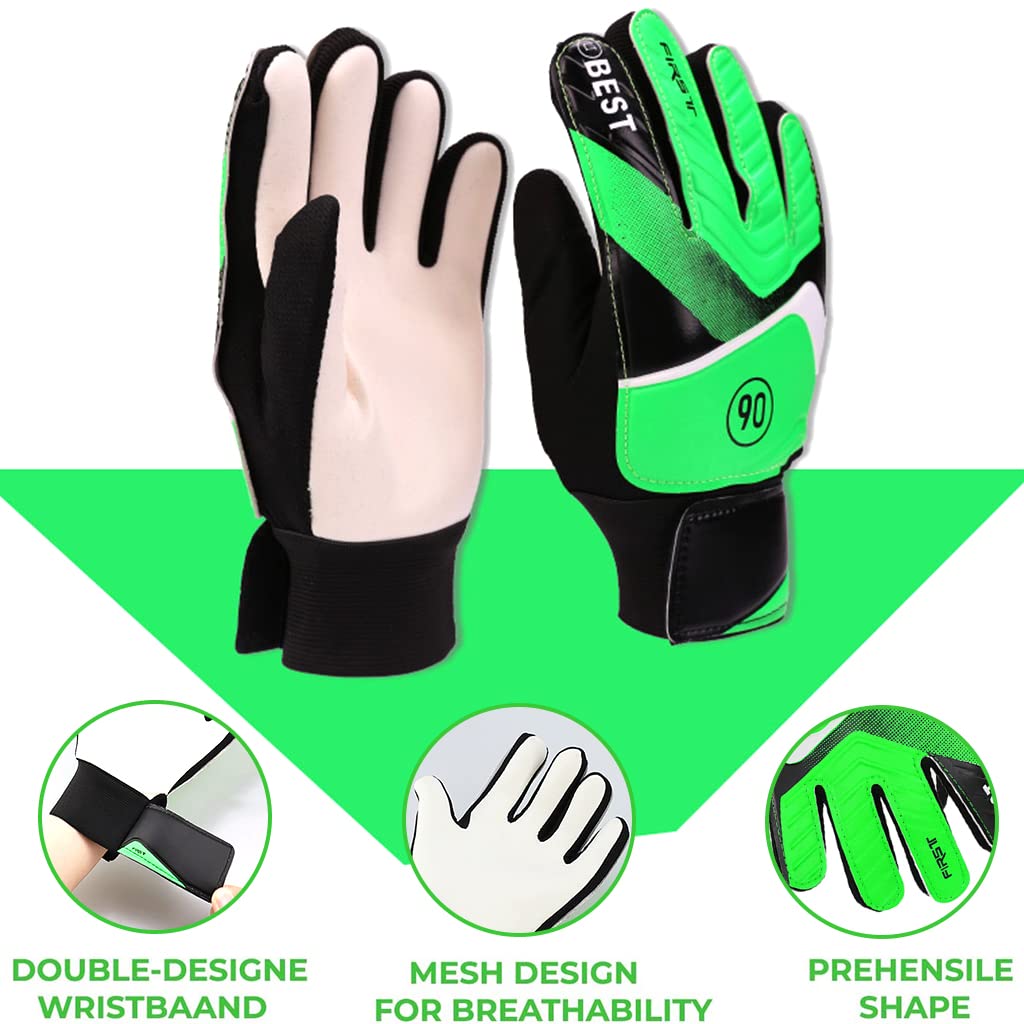 Proberos Goalkeeper Gloves for Football for Kids Teenagers, Practice Goalkeeper Synthetic Gloves, Give Splendid Protection and Comfort, Strong Grip Shockproof Non-Slip Goalkeeper Gloves for Youth(6#)