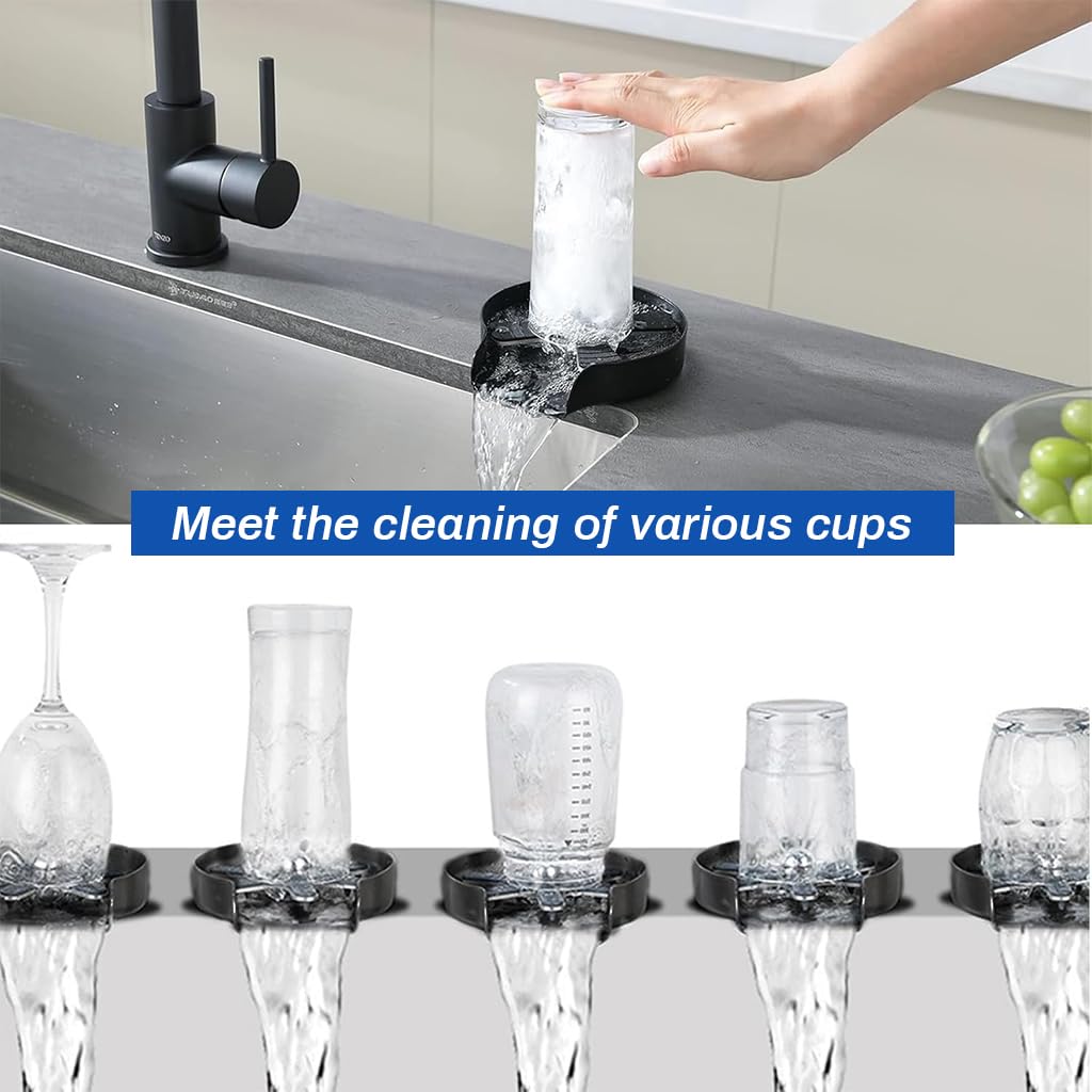 Supvox Kitchen Glasser Rinser for Sink Stainless Steel Glassware Rinser Bottle Rinser with 80cm Pipe & Three-way Valve Press-down Multipurpose 4.3 inches Diameter Glass Rinser for Kitchen, Bar