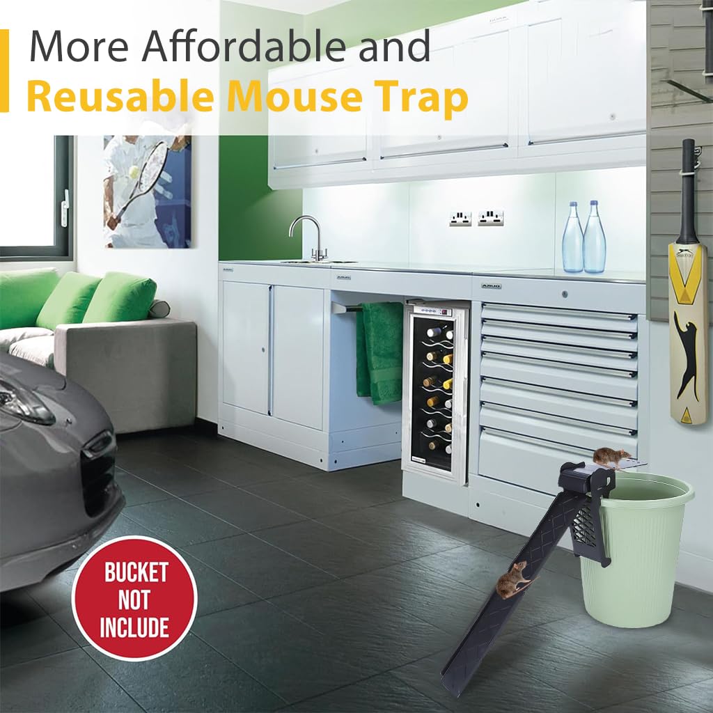 HASTHIP Mouse Trap for Mice, Rats, Chipmunks, Squirrels, Hamsters and Other Rodents, Reusable Trap Bucket Rat Catcher, Trap Door Style, Auto Reset, Humane Not not Fatal(Bucket Not Included)