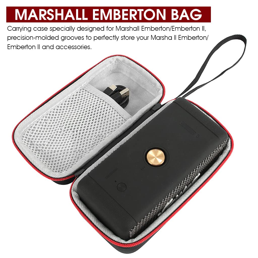 ZORBES Travel Case for Marshall Emberton/Emberton II EVA Storage Case for Marshall Emberton Anti-Scratch Protection Bag Portable Travel Case Accessory Bag with Handstrap for Marshall Emberton