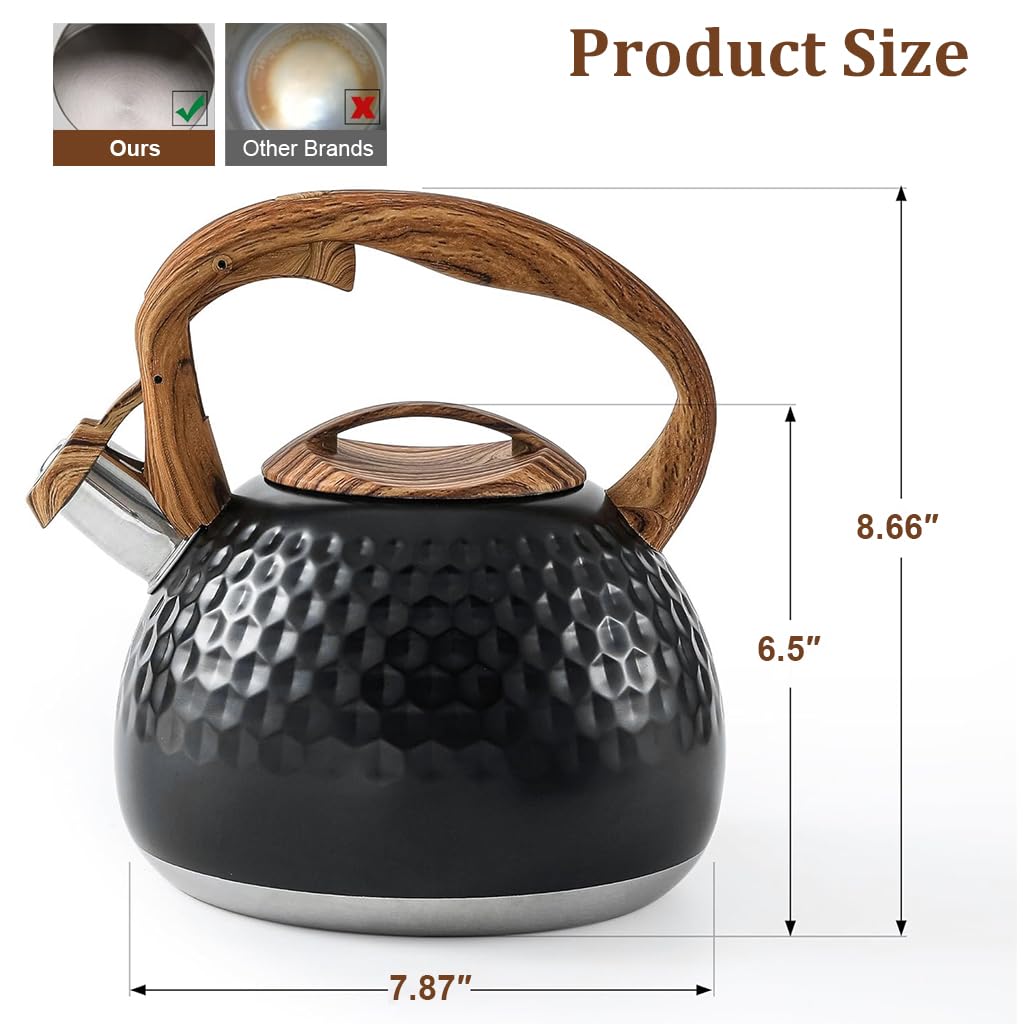 Supvox 3L Whistling Kettle Stainless Steel Tea Kettle Water Pot Coffee Kettle Universal Water Kettle for Stove Top, Cook Top Outdoor Portable Water Kettle for Camping, RV, Picnic
