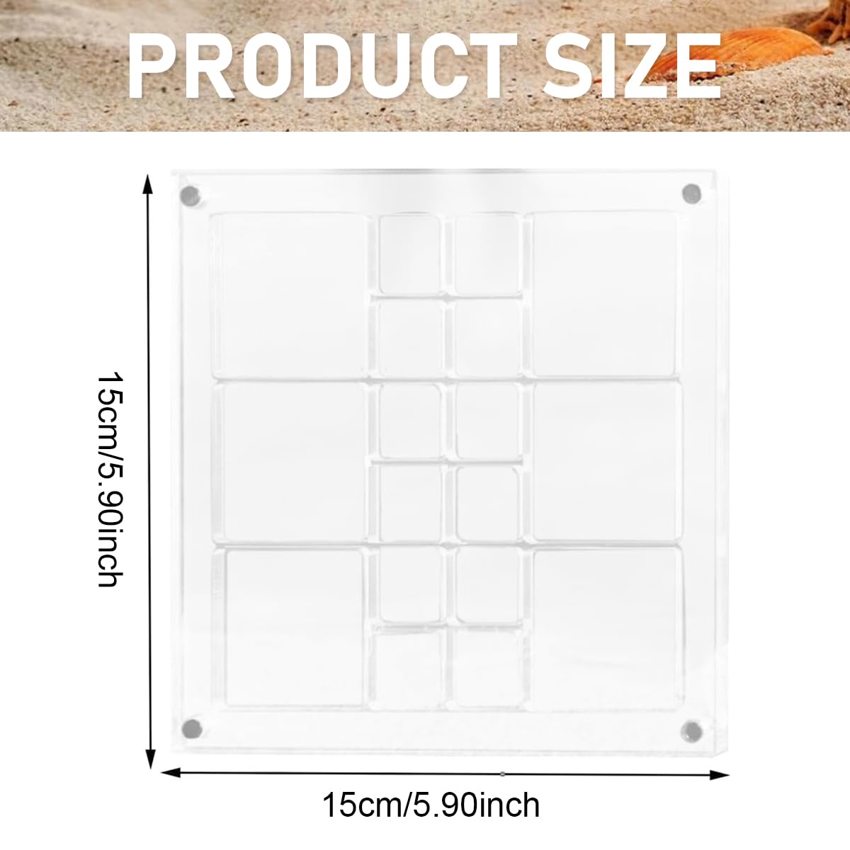 HASTHIP Acrylic Seashell Display Box, 18 Grids Seashell Storage Box Decorative Box for Seashell Starfish Trinket, Small Craft Organizers Display Case for Bead, Nail, Jewelry, 5.6x5.6in