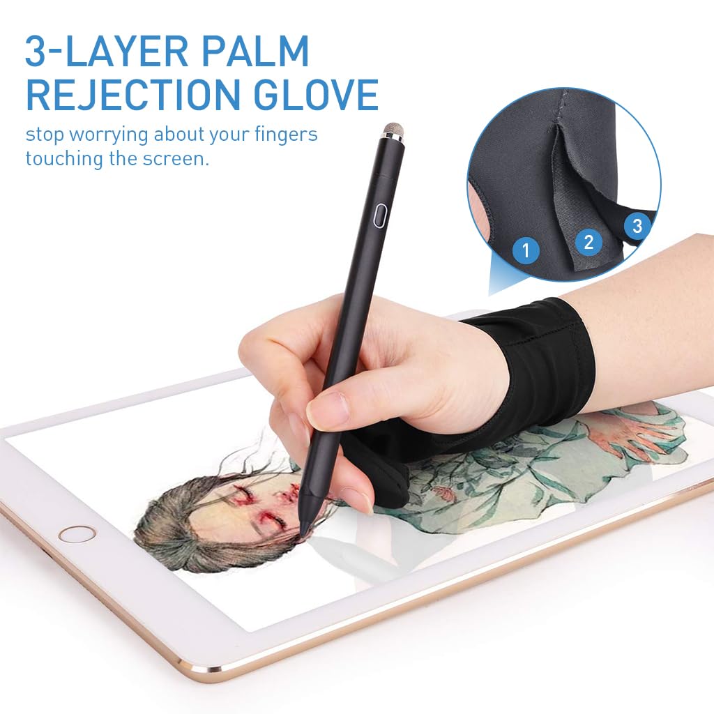 ZORBES 1 Pair Artist Glove, Drawing Glove for Tablet, Palm Rejection Gloves Graphic Tablet Glove Dight Art Glove for Drawing, Anti-fouling Two-Finger Lycra Glove for Wacom, Graphic Drawing Gloves