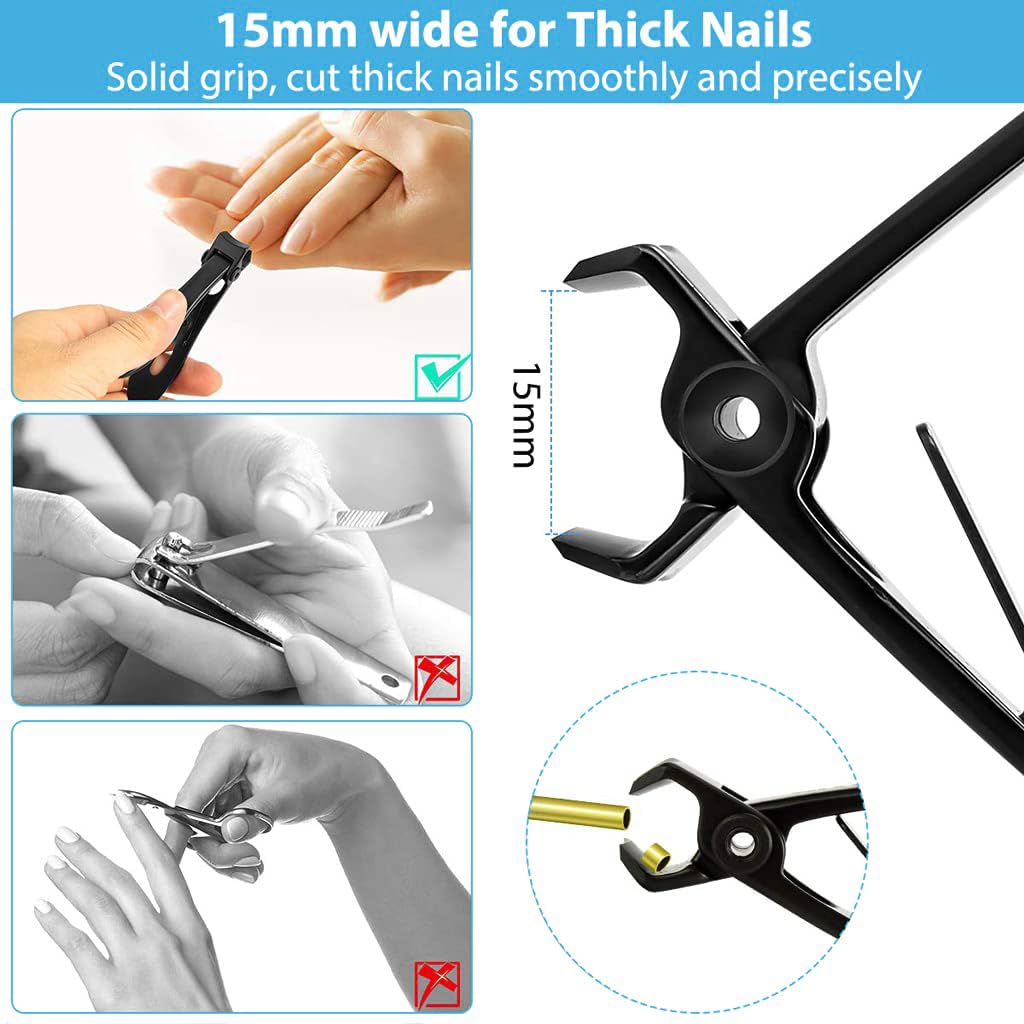 MAYCREATE Thick Nail Clipper with Nail File, Toenail Clipper Stainless Steel Nail Cutter for Tough Nails Thick Nails, Anti-splash Nail Clipper for Adults, Seniors, Manicure Nail Clipper