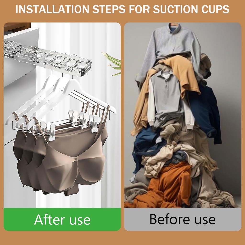 Supvox Travel Hanger Rack Suction Cup Hanging Rack for Clothes Hanger Multi-hole Indoor Wall Mount Rack Multifunctional Folding Hanging Rack for Bathroom, Kitchen, Travel
