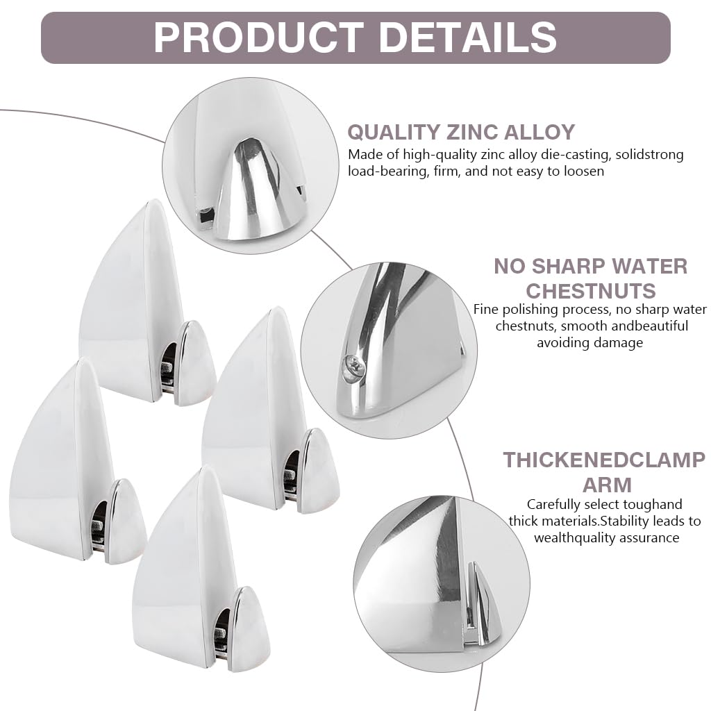 Serplex 4pcs Glass Shelf Brackets Adjustable Wall Mount Shelf Bracelet Wooden Glasses Shelf Bracket Anti-Scratch Rubber Pad Design Brushed Zinc Alloy Glass Shelf Brackets