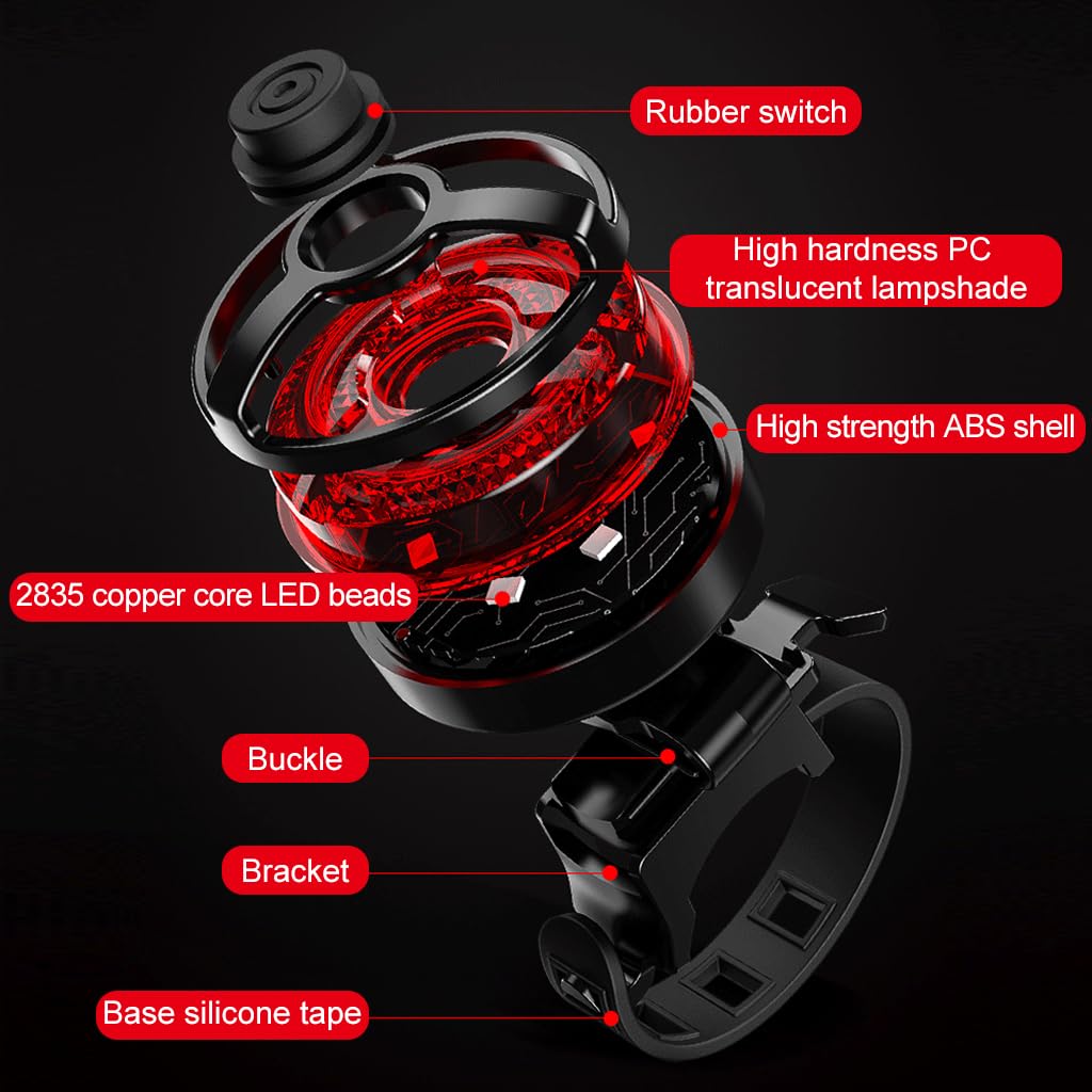 Proberos USB Bike Light High Brightness Red LED Rear Light IPX4 Waterproof Bike Tail Light Outdoor Riding Safety Red Warning Light with 5 Lighting Mode, Up to 7-15 Hours Prolonged Illumination