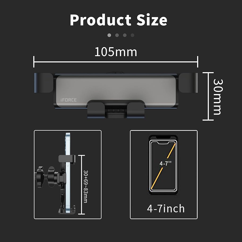ZORBES Car Phone Holder, Rotatable Metal Mobile Phone Holder for Car, Car Phone Mount Strong Air Vent Clip Car Phone Holder for iPhone 13 Pro Max and More