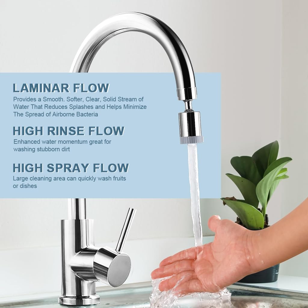 HASTHIP Faucet Extender for Taps, 3 Flow Mode Faucet Aerator 360° Swivel Faucet Extension Kitchen Sink Faucet Sprayer Attachment with 55/64 inch Female Thread, Included 15/16 inch Male Faucet Adapter