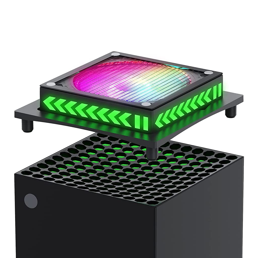 Verilux RGB Cooling Fan for Xbox LED Fan Cooling System with Dust Screen, 8 Single Color Multi Light Effect Low Noise Cooling Fan for Xbox Series X Support Switch Control, App Control, Remote Control