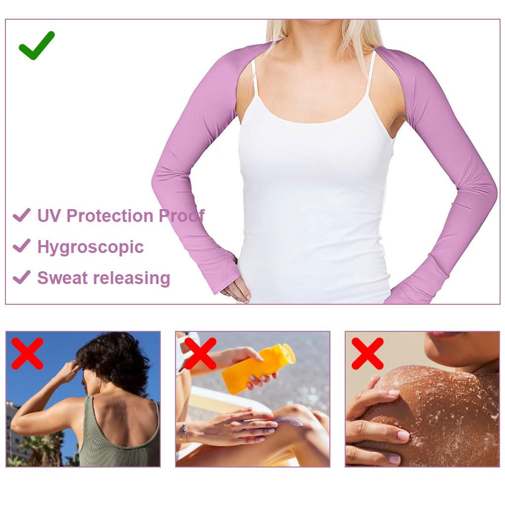 PALAY Cooling Shawl Arm Sleeves for Women, Sun UV Protection Hand Cover Arm Sleeves, Breathable Cooler Golf Shrug for Outdoor Cycling, Travel - Purple