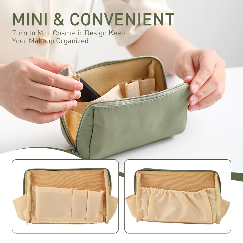 MAYCREATE 2Pcs Makeup Pouch Small Makeup Bag, Travel Makeup Pouches for Women Girls, Waterproof Cosmetic Bags for Women, Mini Portable Makeup Organizer Bag Toiletry Bags (15x10x5.5cm)