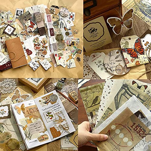 HASTHIP Scrapbook Stickers Supplies Kit, DIY Scrapbook Kit for Journaling/Scrapbooking Retro Aesthetic Kit for Bullet Junk Journals, Notebook, Stickers Craft Kits Album Aesthetic