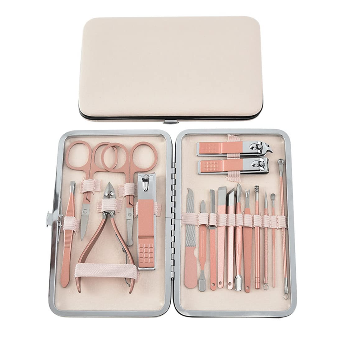 MAYCREATE Stainless Steel Nail Kit for Women Professional Manicure Set Nail Clippers Pedicure Kit - 18 Pieces Grooming kit for Women Portable Travel Kit