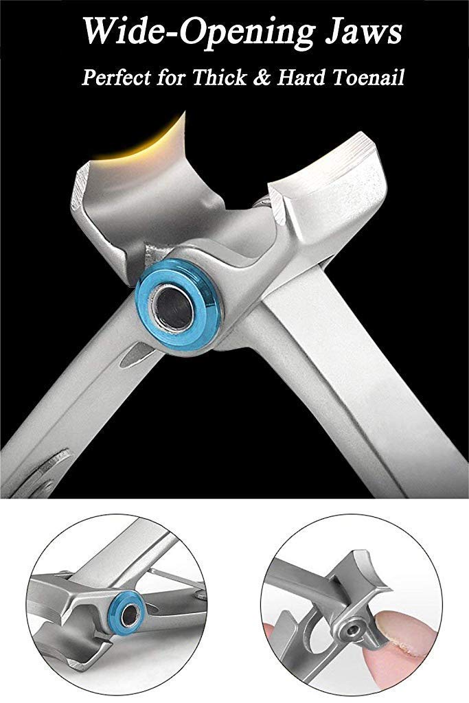 HASTHIP Stainless Steel Nail Cutter with Clippers,Trimmer,Toe nail Cutting,Fingernail with Wide Opening Sharp Jaws,Toenail Clippers for Thick Nails with Nail File for Men