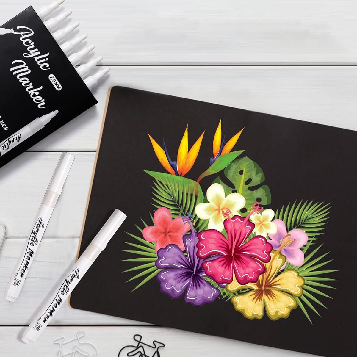 HASTHIP 8 Pack White Paint Pen White Acrylic Permanent Marker White Mark Pens, 2mm Waterproof Smudge Resistant Quick Dry Mark Pens, for Plastic Leather Glass Stone Metal Canvas Ceramic Marker