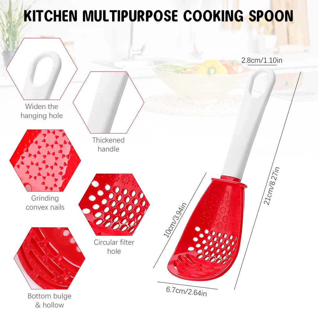 Supvox 3Pcs Slotted Spoon Kitchen Multi Purpose Cooking Spoons Grater Masher Egg Yolk Separator Skimmer Scoop for Draining, Grating, Mashing