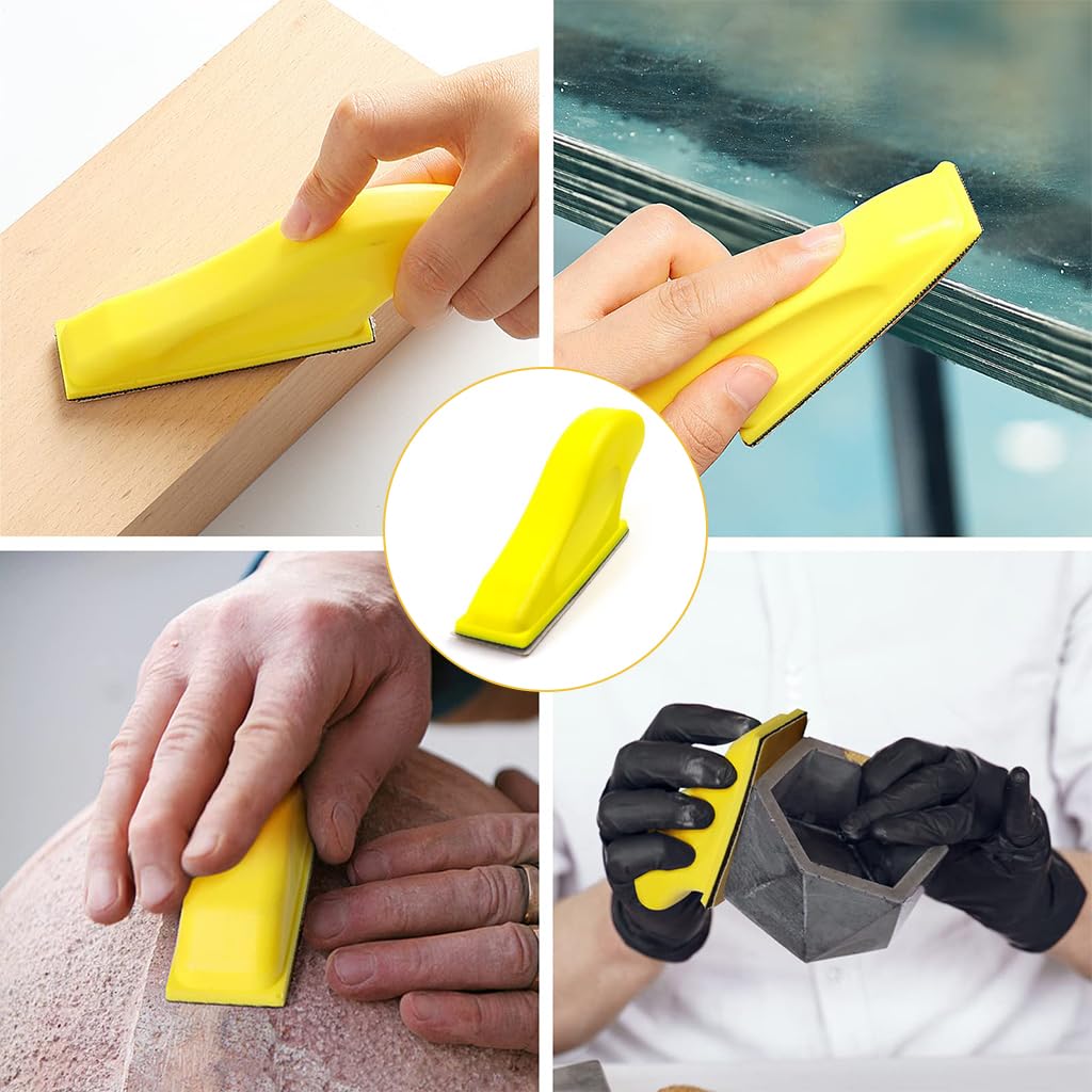 Serplex 50 Sheet Sandpaper Strips & Sandpaper Holder Hook and Loop Sandpaper Strips Mixed Grit Sandpaper Strips 80 to 400 Grit Sandpaper Strips for Wood Working, Polishing