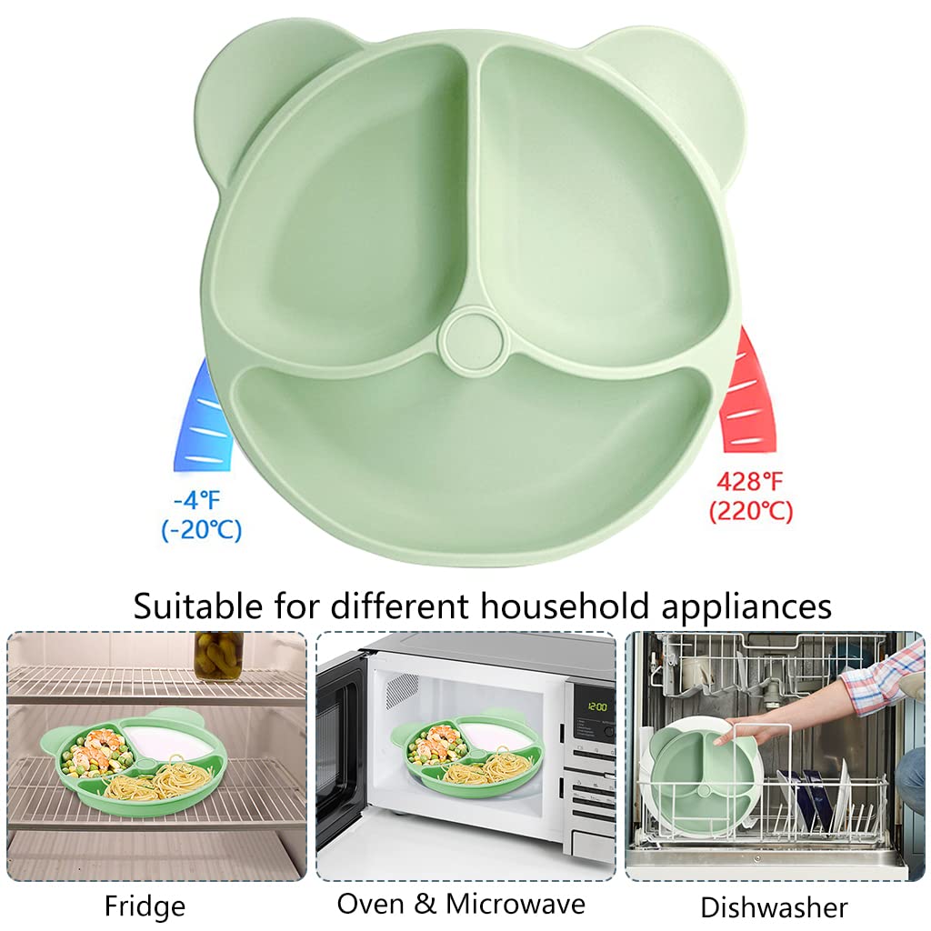 SNOWIE SOFT 6pcs Silicone Tableware Kit for Baby Foodgrade Silicone Tableware Set Baby Plate & Bowl with Sucker, Cup, Spoon, Fork, Bib, Food Grade Silicone, BPA-Free, Dishwasher & Microwave Safe