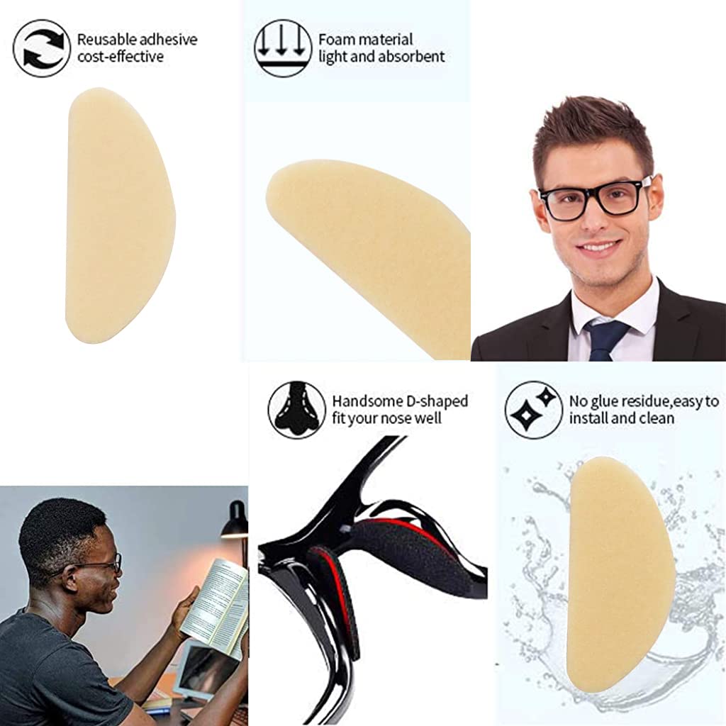 HASTHIP 40 Pairs 1.5mm Thick Glasses Adhesive Anti-Slip EVA Sponge D-shape Eyeglasses Nose Pads with 1.9 x 0.9cm Size