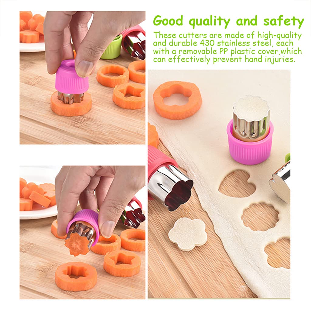 HASTHIP 9Pcs Cookie Cutter Shapes Set, Stainless Steel Mini Fruit Cutter Vegetable Cutter Shapes Embossing Mold, Bread Sandwich Cutter for Kitchen, Baking Mold, Pastry Mold