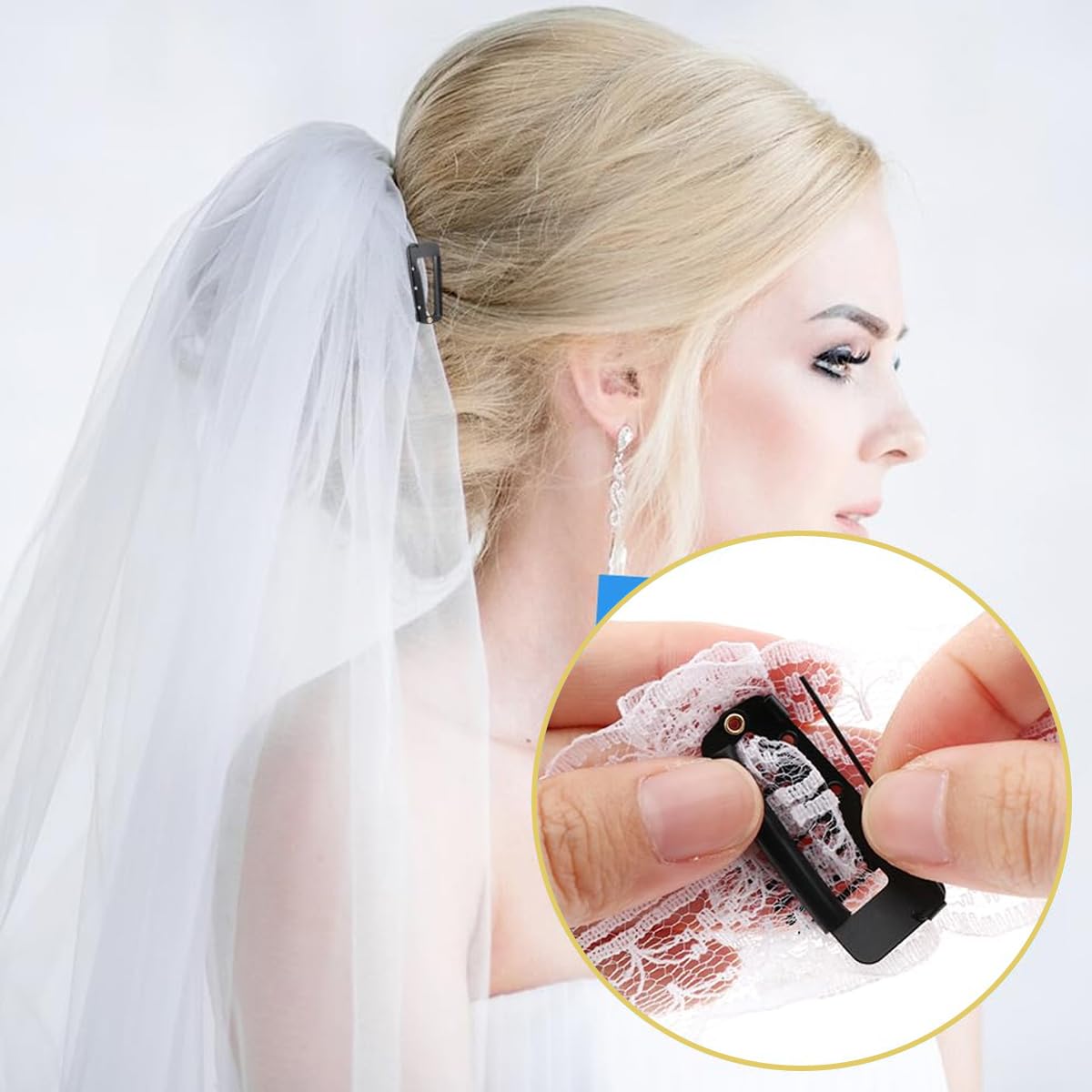 MAYCREATE 6pcs Chunni Clips Dupatta Clips for Hair, Dupatta Pin for Bride Veil, Strong Grip Stainless Steel Bridal Dupatta Setting Clip with Safety Pins, Headscarf or Hair Extensions Clips