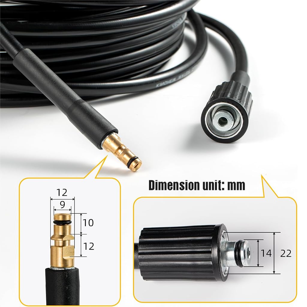 HASTHIP 6m High Pressure Washer Hose, Heavy Duty Car Pressure Washer 5800 PSI Hose Pipe for Karcher Cazar Ballorex Jpt Starq Car Washers