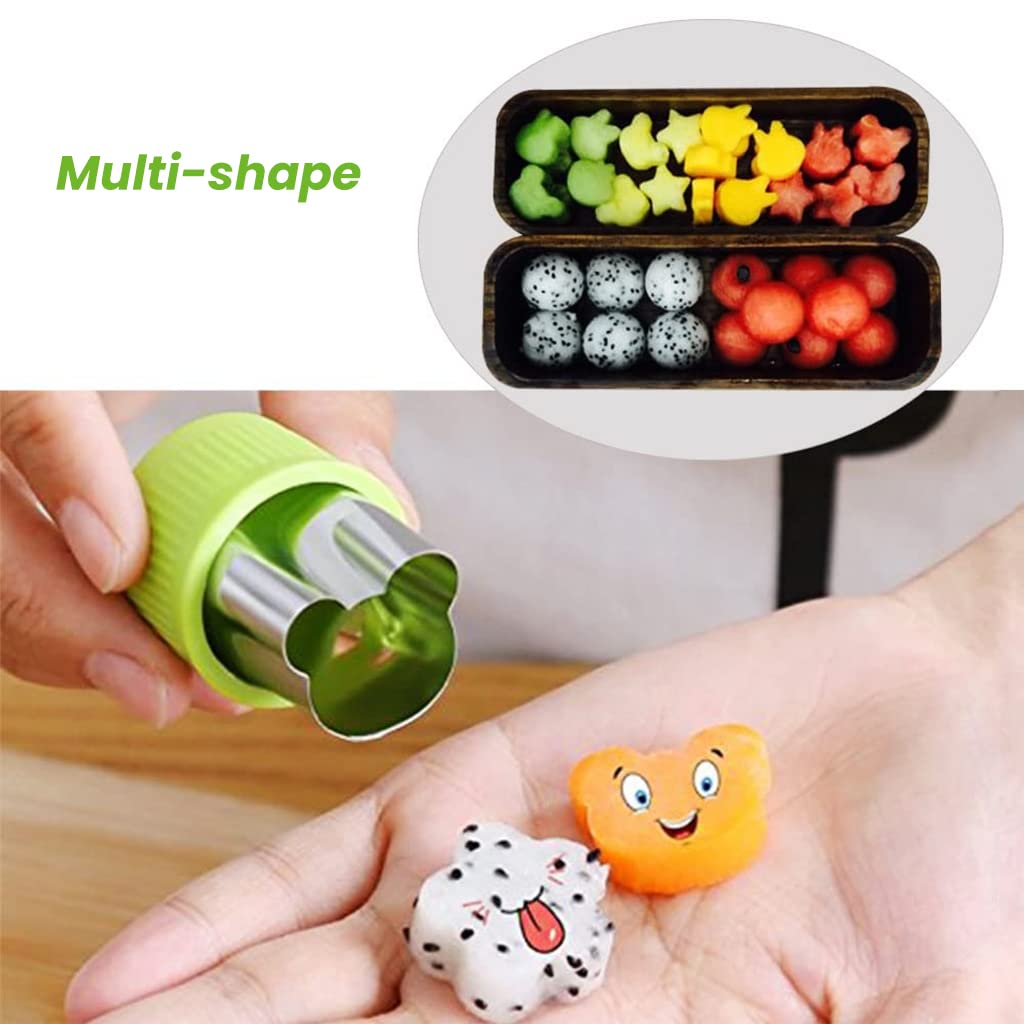 HASTHIP 12Pcs Cookie Cutter Shapes Set, Stainless Steel Fruit Cutter Shapes Embossing Mold, Bread Sandwich Cutter for Kitchen, Baking Mold, Pastry Mold (Green)