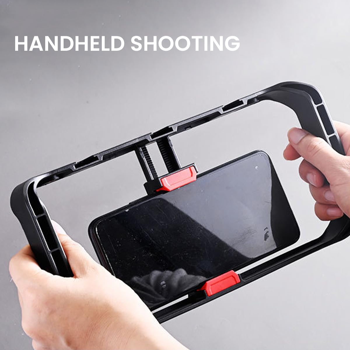 ZORBES Smartphone Video Rig, Phone Video Stabilizer Grip Vlogging Cage with Cold Shoe Tripod Mount, Phone Rig for Videomaker Film Maker Video grapher Compatible with iPhone Samsung and More, Black