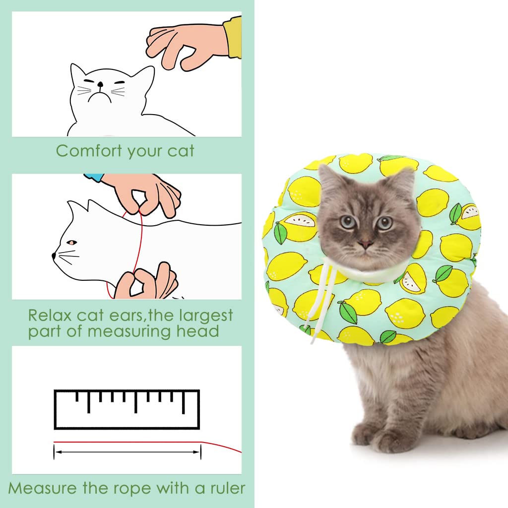 Qpets Cat Cone Collar Comfy & Soft Stuffed PP Cotton Adjustable Size Machine Washable, After Surgery for Anti-Licking Dog E Collar,Surgery Recovery Collar for Pet (M:16-29cm)