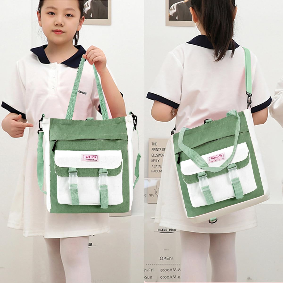 PALAY Tote Bags for Women College, Adjustable Backpack Straps, & Easy Access Pouch, College Bag for Girls, Tote Bag for Shopping, Reusable Bag Shopping Bag, 29x33cm