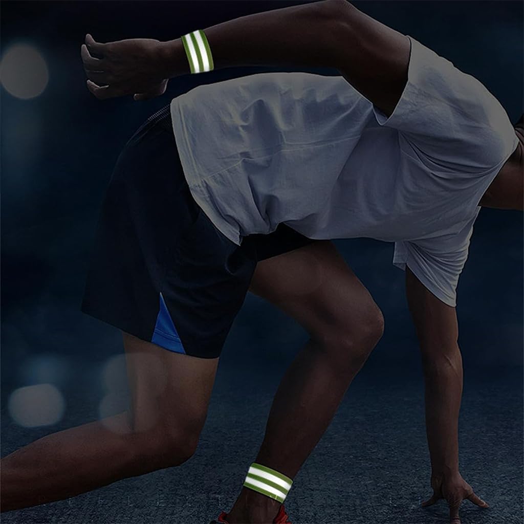 Proberos 2Pcs Elastic Arm Band Wristband for Running Safety Reflective Arm Band for Night Running Safety Gear Reflective Wristbands for Men Women, Green